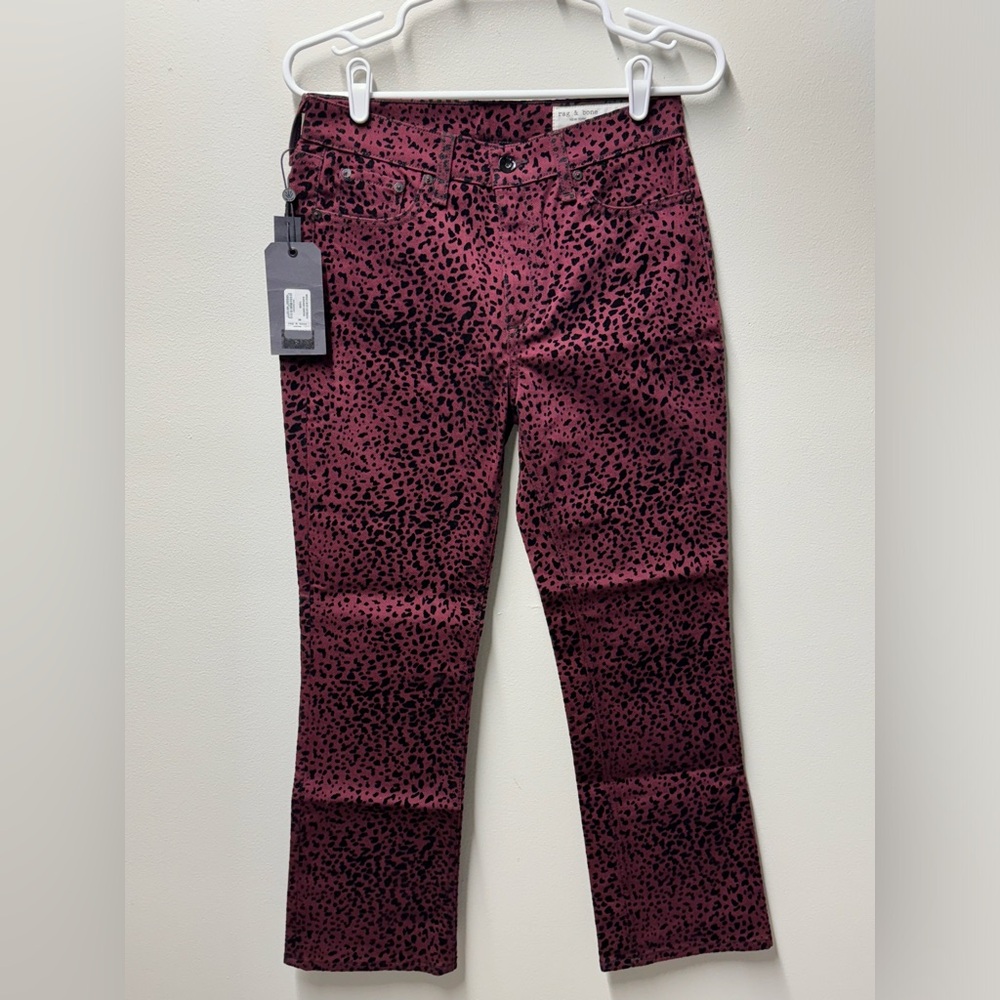 Rag & Bone Hana Burgandy Cheetah Jeans